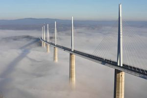 Millau Viaduct over the clouds.